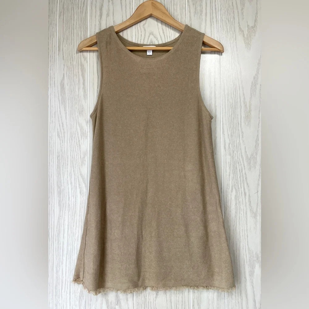 J. Jill Knit Shell Women's Size S Tan Fringe Tunic LNC